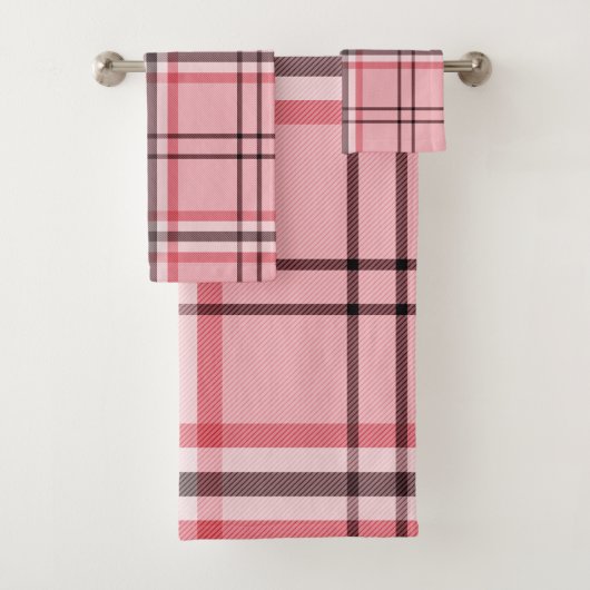 Stilvolles Rosa- und Grau-Karomuster Badhandtuch Set (Insitu)