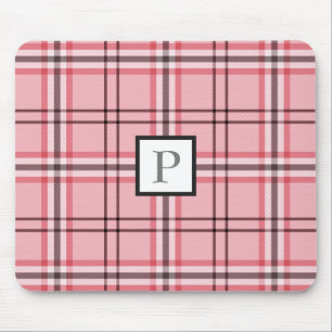 Stilvolles Rosa- und Grau-Karomuster Mousepad