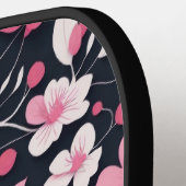 Stilvolles rosa und schwarzes Blumenmuster/Individ Pickleball Schläger (Linke Seite)