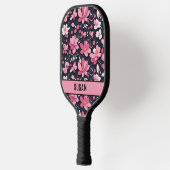 Stilvolles rosa und schwarzes Blumenmuster/Individ Pickleball Schläger (Links)