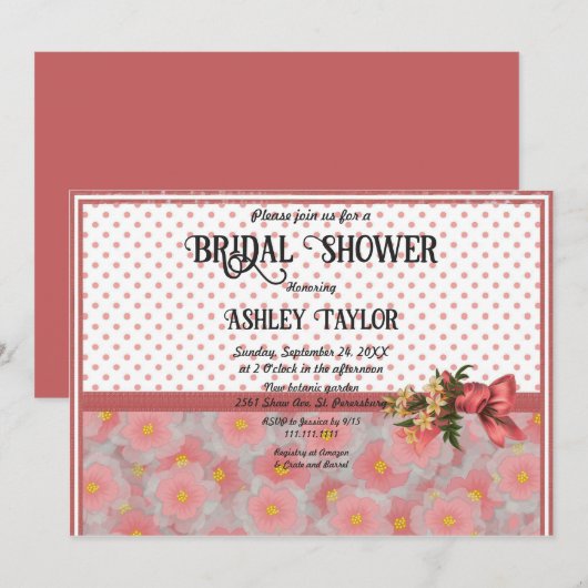 Stilvolles rosafarbenes Brautparty Einladung (Vorne/Hinten)