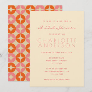 Stilvolles rosafarbenes geometrisches Cream-Brautp Einladung