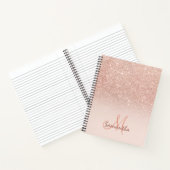 Stilvolles Rose-Gold ombre rosa Blockmonogramm Notizblock (Innenseite)