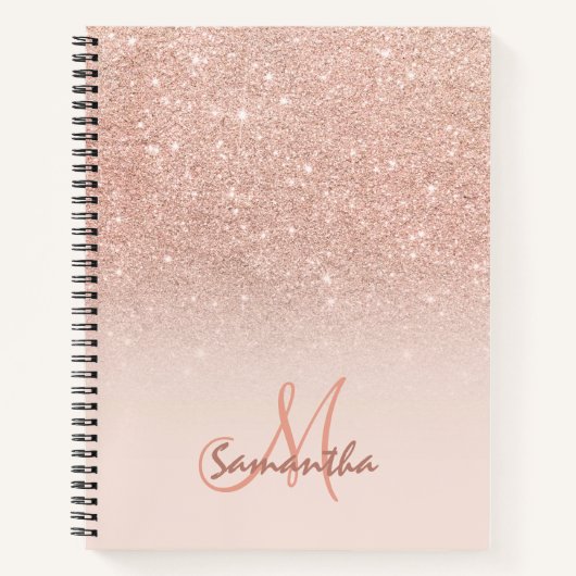 Stilvolles Rose-Gold ombre rosa Blockmonogramm Notizblock (Vorderseite)
