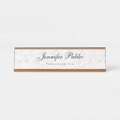 Stilvolles Rosen-Goldweiße moderne Schreibtischnamensplakette (Vorderseite )