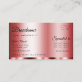 Stilvolles Rot Glamour mit Monogram Beruflich Visitenkarte (Rückseite)