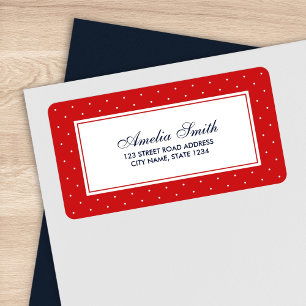 Stilvolles Rot mit klassischer White Polka Dot-Adr Adressaufkleber