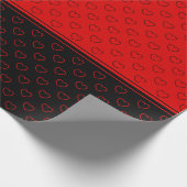 Stilvolles Rot- und Schwarz-Herz-Muster Geschenkpapier (Ecke)