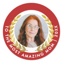 Stilvolles Rot und Weiß mit Gold Wreath Award Foto