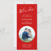 Stilvolles Rot-Weiß-Foto-Hochzeitsprogramm (Vorderseite)