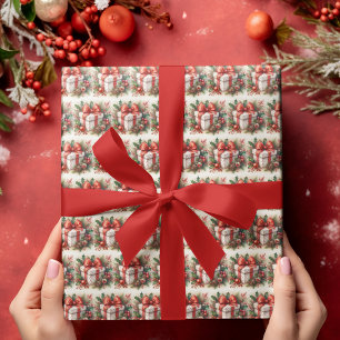 Stilvolles Rot-Weiß-Polka-Punkt-Coquette-Weihnacht Geschenkpapier