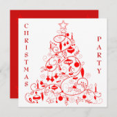 Stilvolles Rot-Weiß-Weihnachts-Party Einladung (Vorne/Hinten)