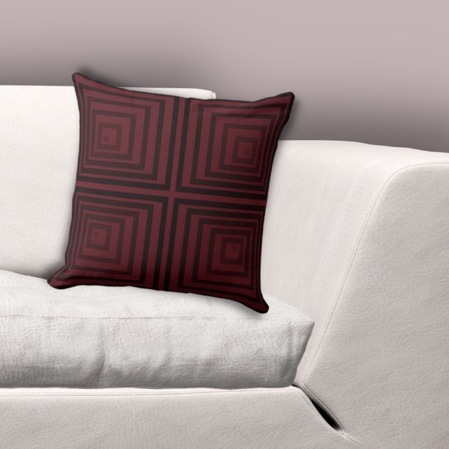 Stilvolles rotes Cornered Nested Box Muster Kissen (Stylish Red Cornered Nested Box Pattern Throw Pillow)