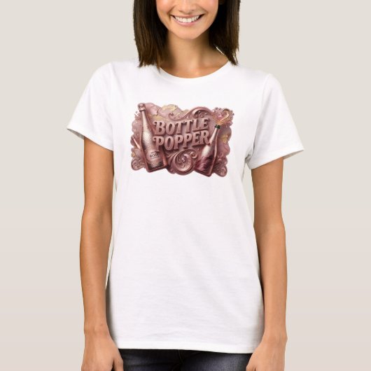 Stilvolles rotes Flaschenöffner-Textdesign T-Shirt (Vorderseite)