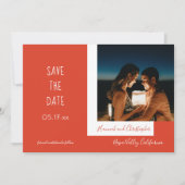 Stilvolles Rotes Foto Moderne Moderne Moderne Einf Save The Date (Vorderseite)