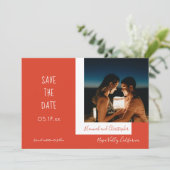 Stilvolles Rotes Foto Moderne Moderne Moderne Einf Save The Date (Stehend Vorderseite)