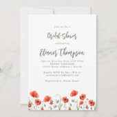 Stilvolles Rotes Poppy Garden Brautparty Einladung (Vorderseite)