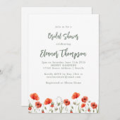 Stilvolles Rotes Poppy Garden Brautparty Einladung (Vorne/Hinten)