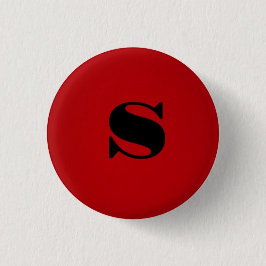 Stilvolles rotes schwarzes Monogramm Initial profe Button (Vorderseite)
