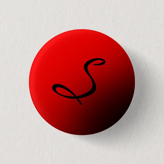 Stilvolles rotes schwarzes Monogramm Initial Profe Button (Vorderseite)