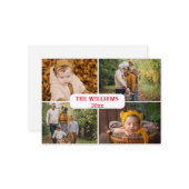 Stilvolles rotes Skript 4 Fotos Urlaubssammlung Mitteilungskarte (Vorderseite/Rückseite Beispiel)