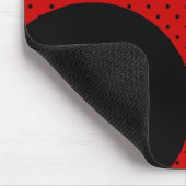 Stilvolles rotes u. schwarzes Tupfen-Monogramm Mousepad (Ecke)