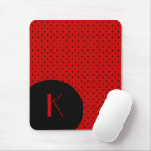 Stilvolles rotes u. schwarzes Tupfen-Monogramm Mousepad (Mit Mouse)