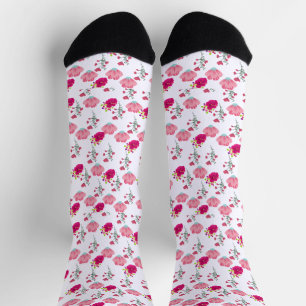 Stilvolles rotes und rosa florales Muster Socken