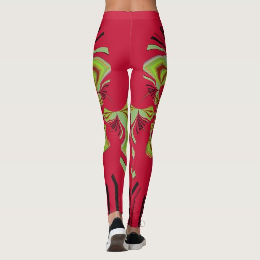 Stilvolles rotes Zitronenmodedesign Leggings (Rückseite)