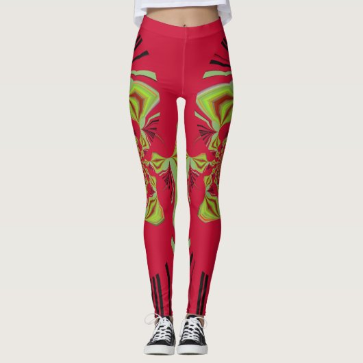 Stilvolles rotes Zitronenmodedesign Leggings (Vorderseite)