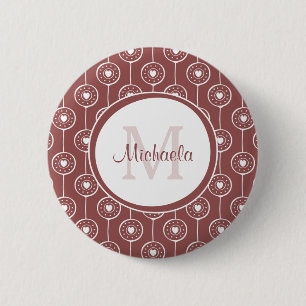Stilvolles rötlich braunes Herzen-Monogramm mit Na Button