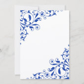 Stilvolles Royal Blue Wirbel Brautparty Einladung (Rückseite)