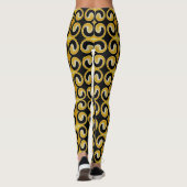 Stilvolles Royal Yellow Black Pattern Leggings (Rückseite)