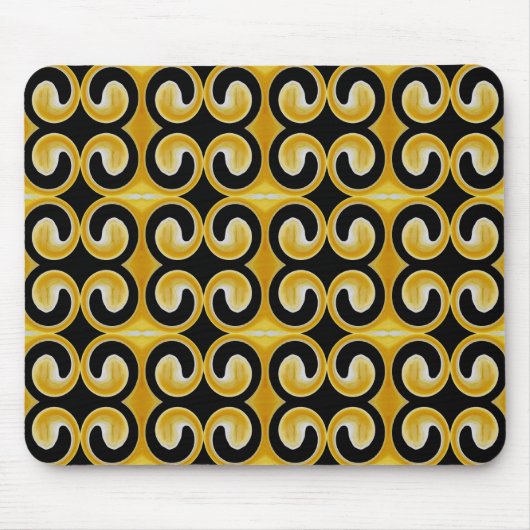 Stilvolles Royal Yellow Black Pattern Mousepad (Vorne)