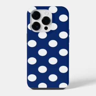 Stilvolles Royalblau mit weißen Punkten iPhone 14 Pro Hülle