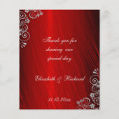 Stilvolles Ruby Red Gray Swirl Wedding Menu (Rückseite)