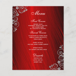 Stilvolles Ruby Red Gray Swirl Wedding Menu