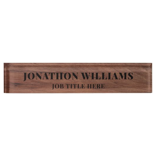 Stilvolles rustikales Holz Namensplakette (Vorderseite)
