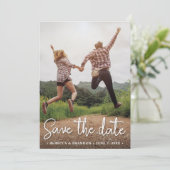 Stilvolles rustikales zweiseitiges Save the Date F (Stehend Vorderseite)