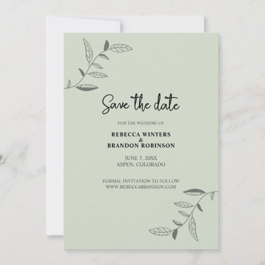 Stilvolles rustikales zweiseitiges Save the Date F (Rückseite)