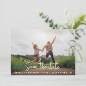 Stilvolles rustikales zweiseitiges Save the Date F (Stehend Vorderseite)