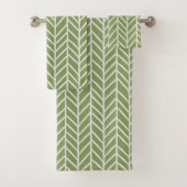 Stilvolles Sage Green Boho Herringbone-Muster Badhandtuch Set (Insitu)