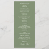 Stilvolles Sage Green Wedding Programm (Rückseite)