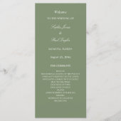 Stilvolles Sage Green Wedding Programm (Vorderseite)