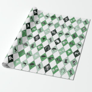 Stilvolles Salbeigrünes Reit-Diamantmuster Geschenkpapier