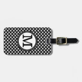 Stilvolles schickes Schwarzweiss-Monogrammmuster Gepäckanhänger (Vorderseite horizontal)