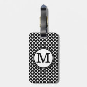 Stilvolles schickes Schwarzweiss-Monogrammmuster Gepäckanhänger (Rückseite vertikal)