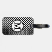 Stilvolles schickes Schwarzweiss-Monogrammmuster Gepäckanhänger (Rückseite horizontal)