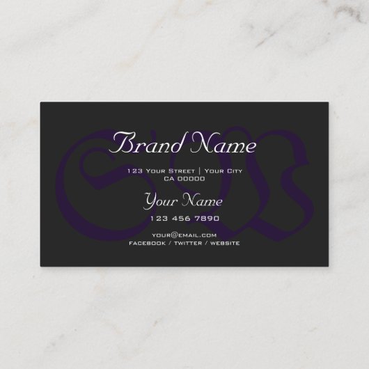 Stilvolles Schlangenmuster Dunkle Lila Farbenmonog Visitenkarte (Rückseite)