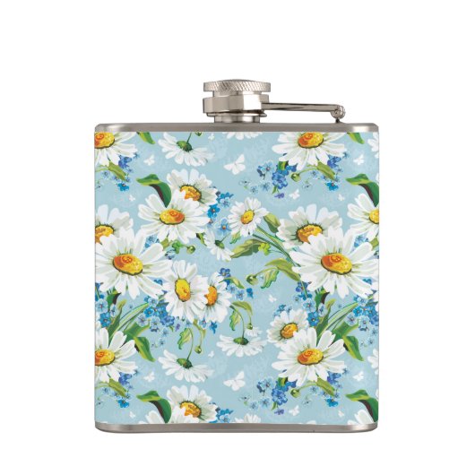 Stilvolles schönes helles Blumenmuster 2 Flachmann (Rückseite)